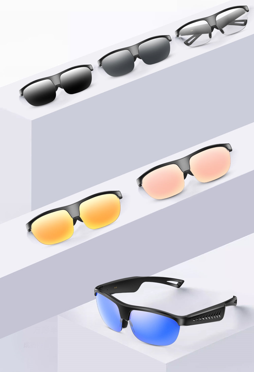 Chronus Smart Glasses, Polarized Bluetooth Sunglasses, Built-in Mic & Speakers, UV Protection Audio Sun Glass