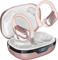 Wireless Earbuds Bluetooth Headphones 80hrs Playback Ear Buds Power Display with Noise Canceling Mic with Ear Hooks for Sports/Workout/Running - Chronus