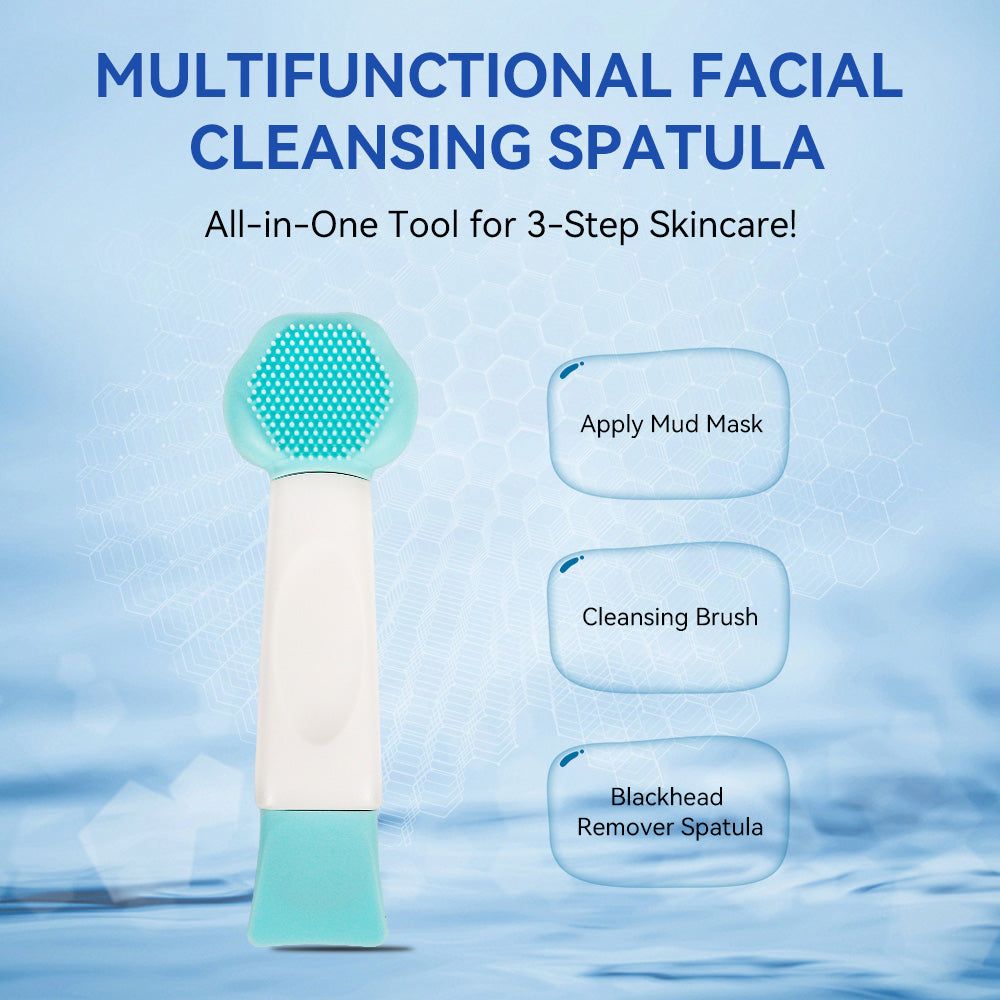 Multifunctional Facial Cleansing Tool – 3-in-1 Mask Applicator, Soft Brush & Blackhead Remover, Portable Design