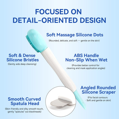 Multifunctional Facial Cleansing Tool – 3-in-1 Mask Applicator, Soft Brush & Blackhead Remover, Portable Design