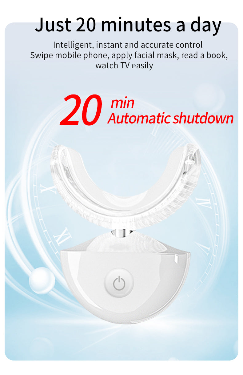 Wireless U-Shaped Sonic Teeth Whitening Device – Food-Grade Silicone, Antibacterial, Long-Lasting & Waterproof
