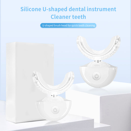 Wireless U-Shaped Sonic Teeth Whitening Device – Food-Grade Silicone, Antibacterial, Long-Lasting & Waterproof