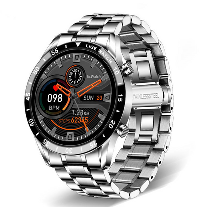 Smart Watch Men, 1.3 "Inch Touchscreen Phone Watch Men Smart Watch with Heart Rate Sleep Monitor Activity Tracker IP67 Waterproof Stainless Steel Band StopWatch for IOS Android(silver)