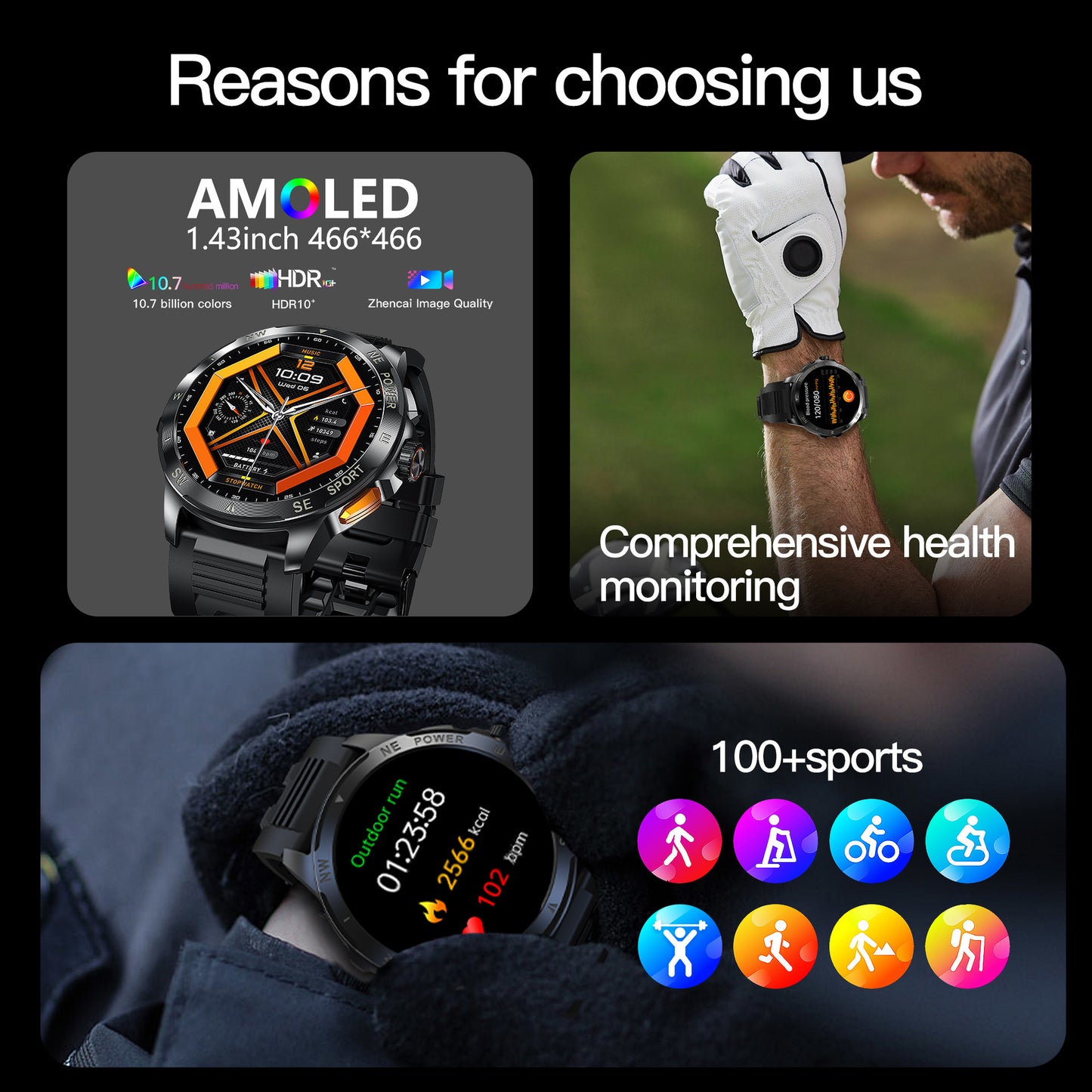 Smartwatch AK77 AMOLED Bluetooth Calling Outdoor Sports