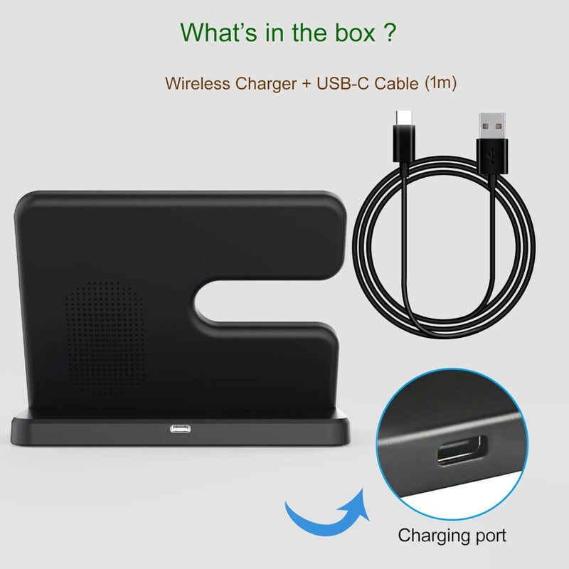 Samsung Wireless Charger 3 in 1 Charging Station Galaxy Watch Charger for Samsung S24 Ultra Plus S23 S22 S21 S20 Z Fold Flip6/5/4/3(Black)