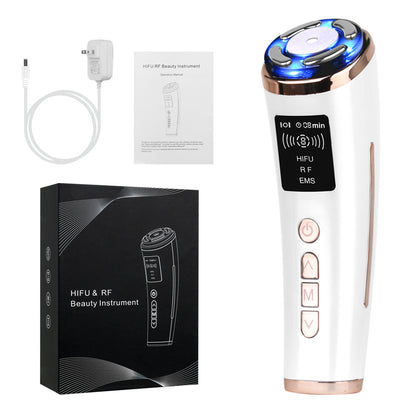 HIFU 3in1 Facial Machine: Wrinkle Removal, Ultrasound RF EMS, Skin Rejuvenation, AntiAging(white)