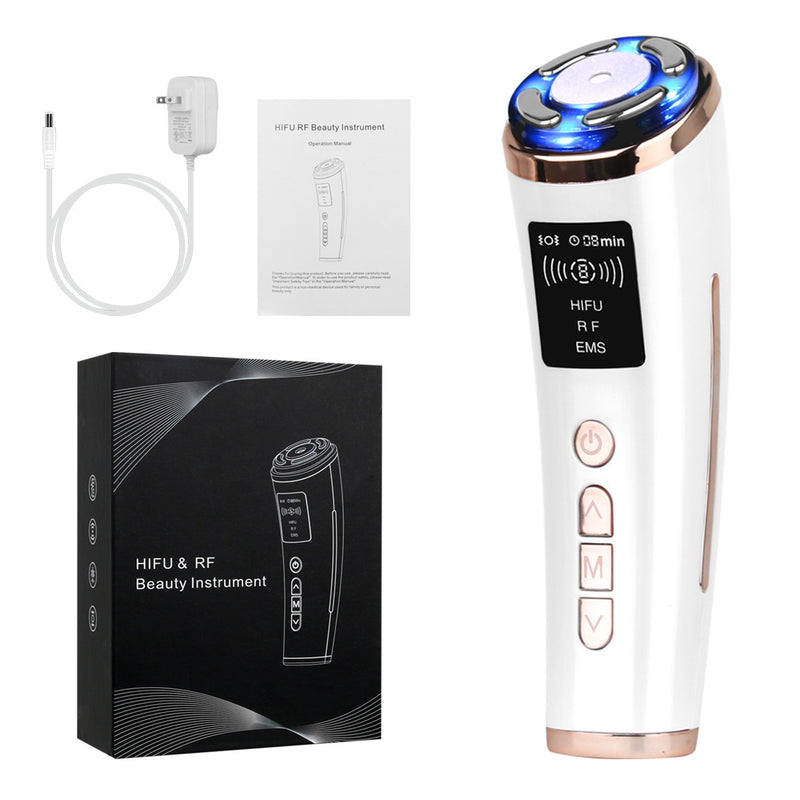 HIFU 3in1 Facial Machine: Wrinkle Removal, Ultrasound RF EMS, Skin Rejuvenation, AntiAging(white)