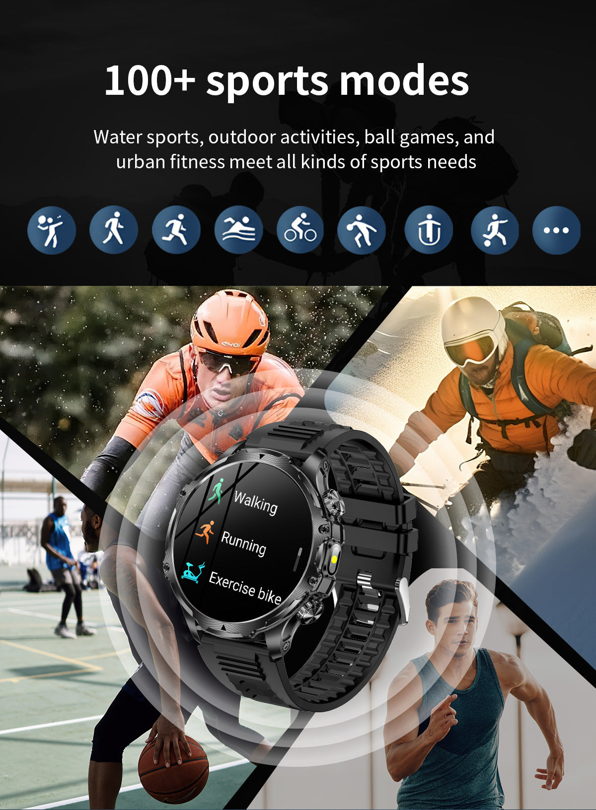 Smartwatch AK75 Flashlight Bluetooth Calling Long Battery Life Outdoor