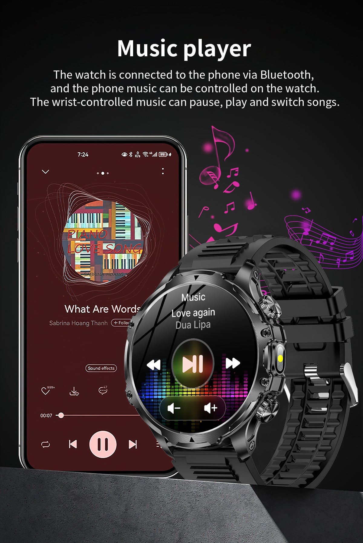 Smartwatch AK75 Flashlight Bluetooth Calling Long Battery Life Outdoor