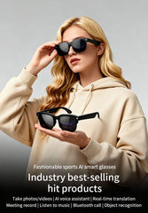 AI Smart Glasses with HD Camera, Real-Time Translation & 6-Day Standby