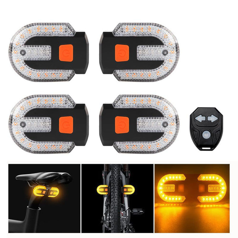 Chronus 4Pcs Bike Signals, Waterproof, Remote Alarm, USB,5 Modes Black - Chronus