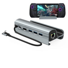 Expansion Dock for ROG Ally X Gaming Handheld, 3 USB 3.0, HDMI, Gigabit Ethernet, Fast Charging(Gray) - Chronus
