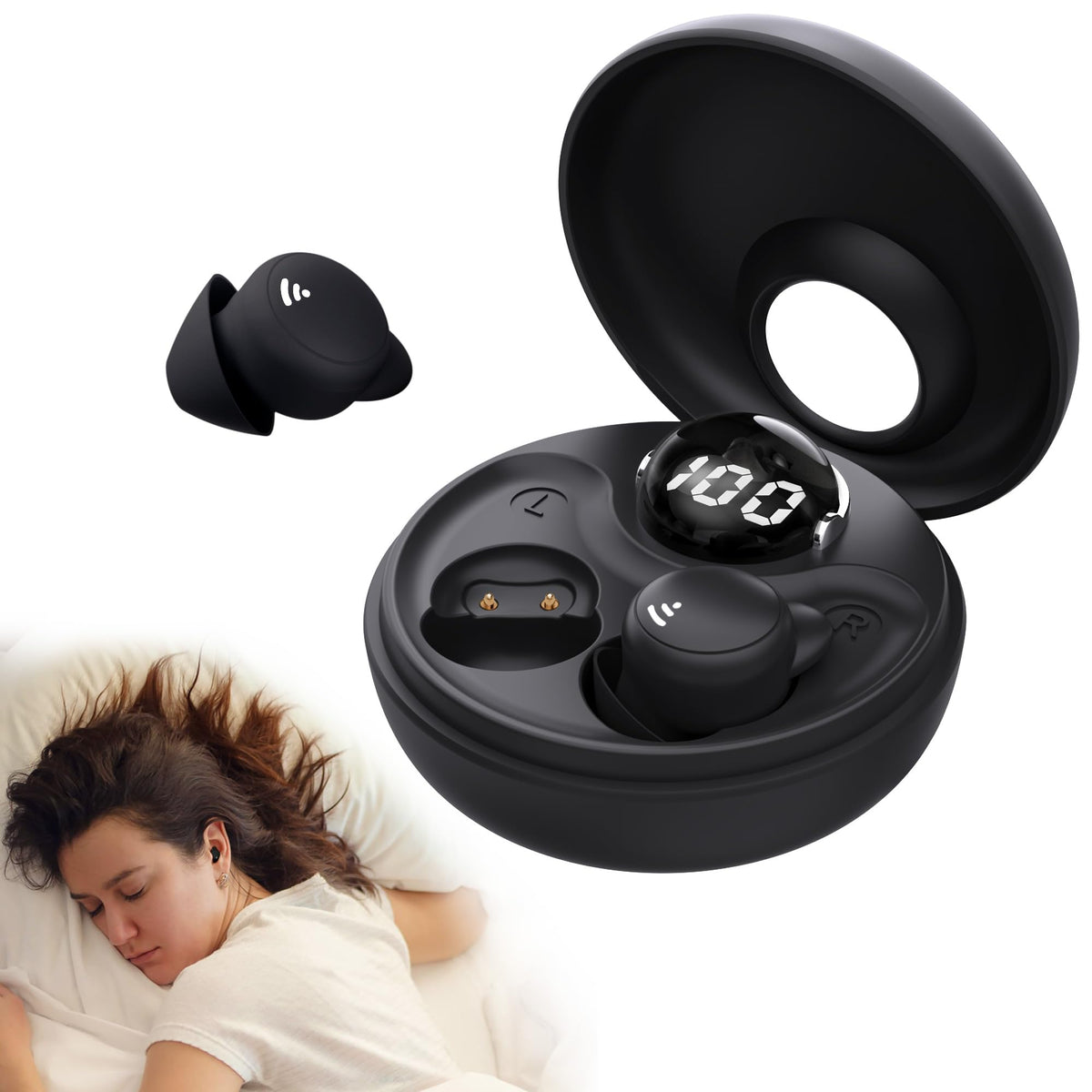 Sleeping Earplugs for Side Sleepers, Mini Invisible Wireless Bluetooth 5.3 Micro Sleeping Noise Cancelling Headphones - Chronus