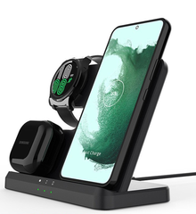 Samsung Wireless Charger 3 in 1 Charging Station Galaxy Watch Charger for Samsung S24 Ultra Plus S23 S22 S21 S20 Z Fold Flip6/5/4/3(Black) - Chronus