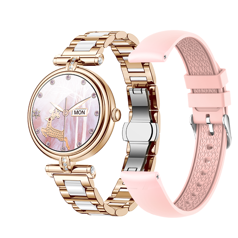 1.09 Inch Stylish Women’s Smartwatch with Diamond Design – Bluetooth Calling, Heart Rate, SpO₂, Sleep & Fitness Tracker with Women’s Wellness Features
