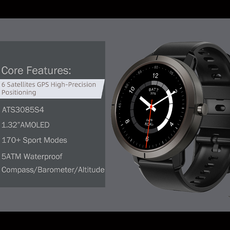 Smartwatch DM76 GPS 5ATM Waterproof AMOLED Display Sports Watch