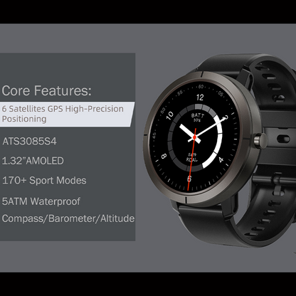 Smartwatch DM76 GPS 5ATM Waterproof AMOLED Display Sports Watch