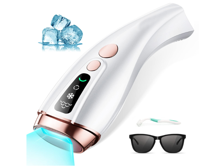 IPL Hair Removal Device with Ice Cooling, Unlimited Flashes, 6 Energy Levels – At-Home Laser Hair Removal for Women and Men
