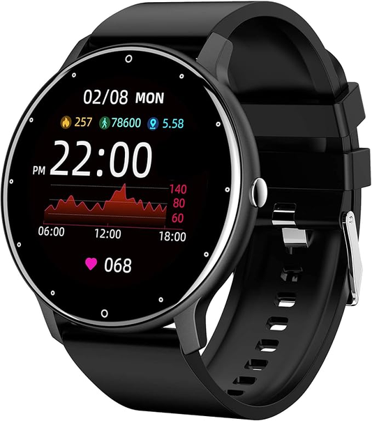 Chronus Smart Watch for Women Men, Fitness Tracker, Waterproof (Black)