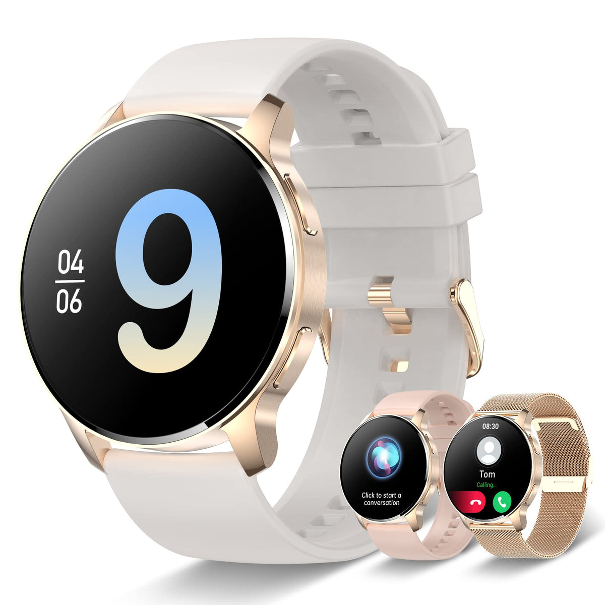 Smartwatch for Women with Bluetooth Call, Heart Rate, SpO2, Sleep Monitor, Fitness Tracker, 1.32" HD Screen(gold)PT & ES Local Express Delivery (~4 Days)