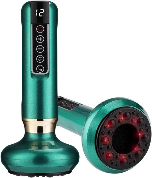 Household Electric Scraping and Cupping Instrument Vacuum Negative Pressure Heating Gravity Operator Cupping Device - Rechargeable(green)