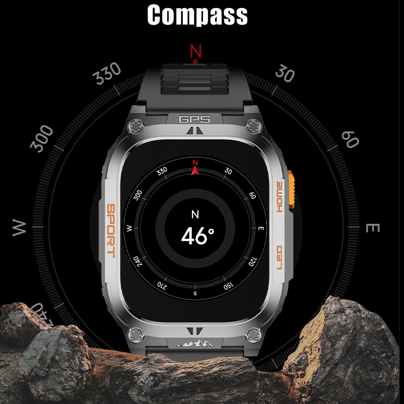 Smartwatch QX18 GPS Compass Flashlight 650mAh Long Battery Life