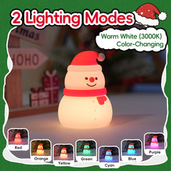 Christmas Night Light Snowman Tree Stocking Tap Lamp Cute Silicone Kids Gift Holiday Decor Light