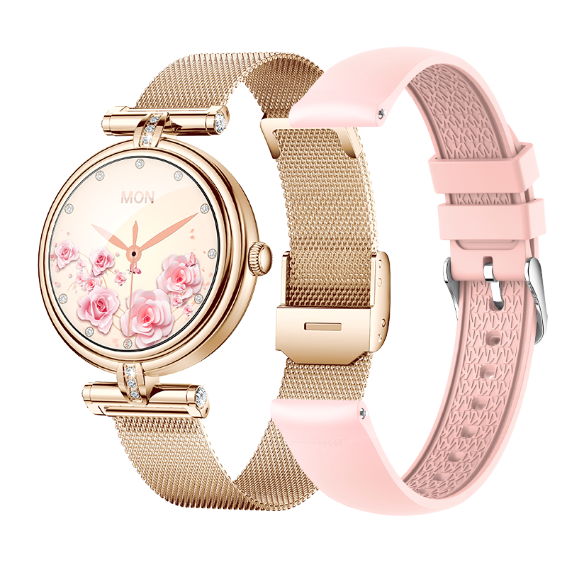 1.09 Inch Stylish Women’s Smartwatch with Diamond Design – Bluetooth Calling, Heart Rate, SpO₂, Sleep & Fitness Tracker with Women’s Wellness Features