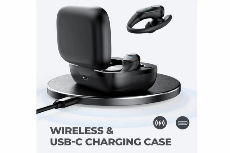 Wireless Earbuds Bluetooth Headphones with Deep Bass Stereo OverEar buds Black
