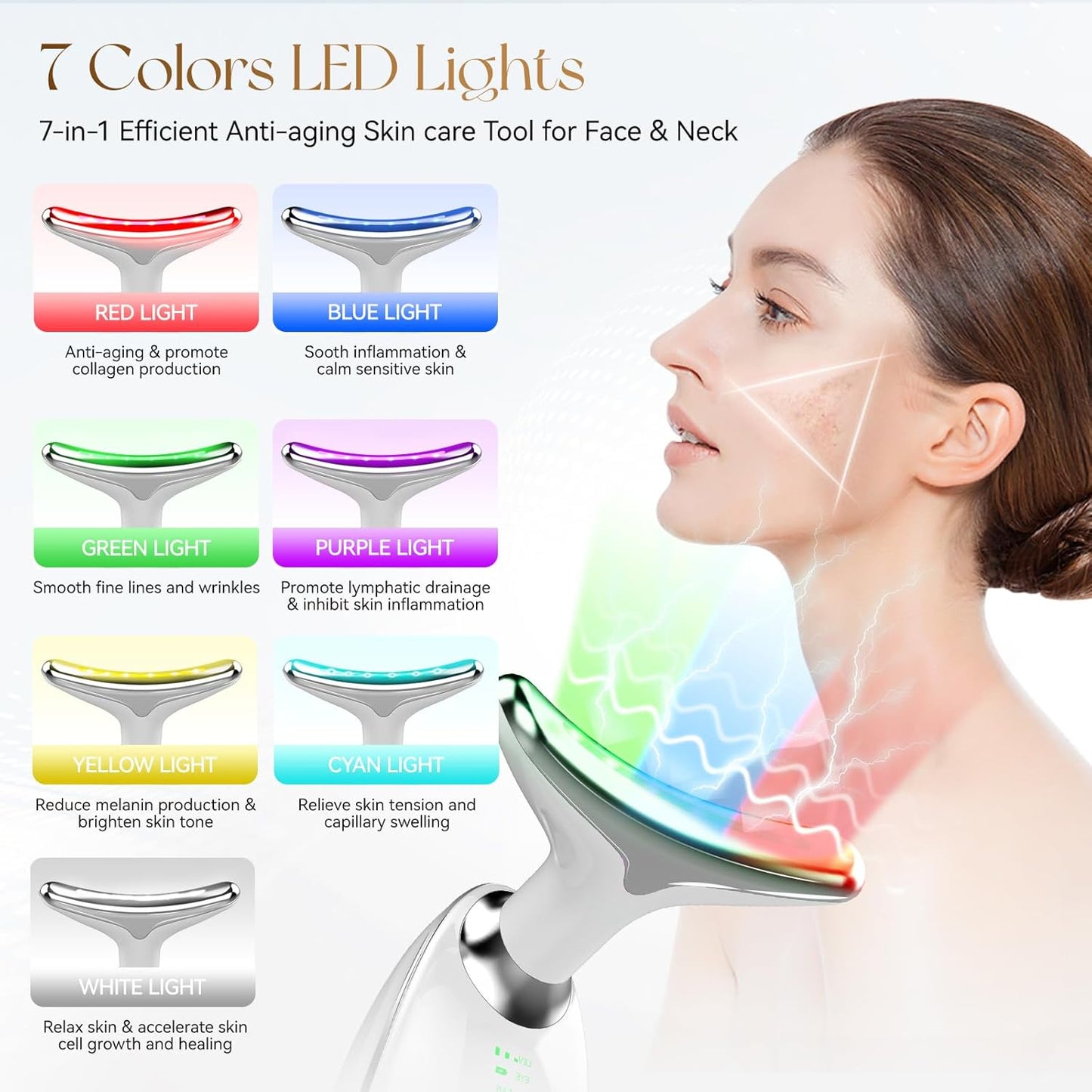 LED Face Sculptor for Skin Tightening and Neck Lifting, 45°C EMS Massage Face Tightening Machine for Women