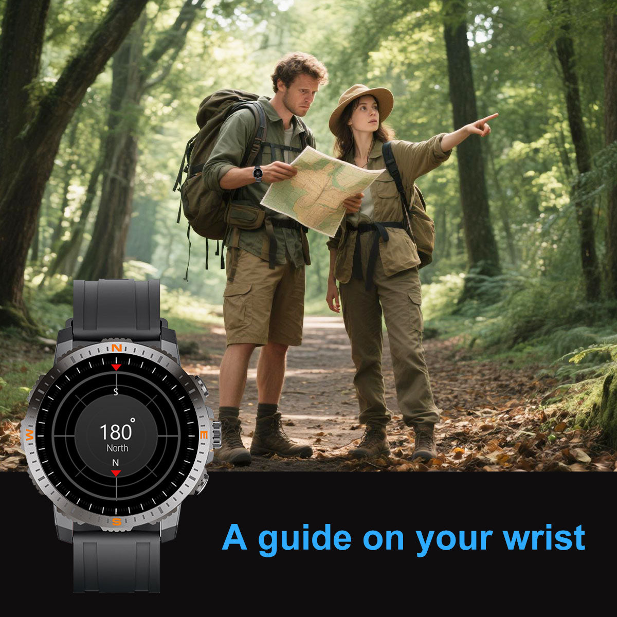 Chronus 1.43" Ultra-Clear Large Screen Smart Watch, 40-day long battery life, GPS positioning, compass, multiple sports modes and sleep monitoring