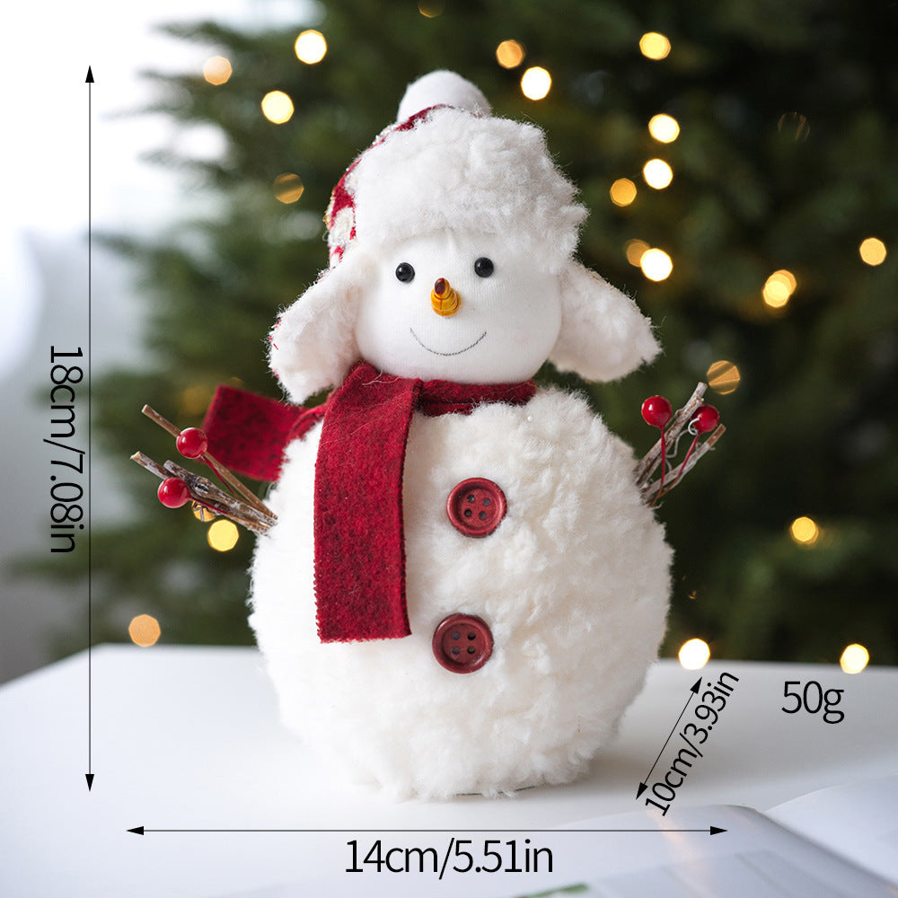 【3pack】 Plush knitted Christmas snowman doll ornaments Christmas desktop atmosphere decoration arrangement - Chronus