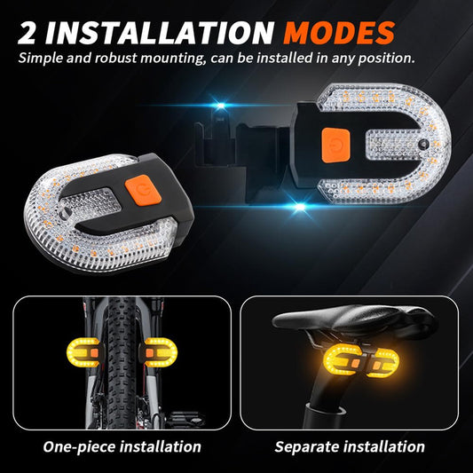 Chronus 4Pcs Bike Signals, Waterproof, Remote Alarm, USB,5 Modes Black