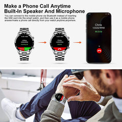 Smart Watch Men, 1.3 "Inch Touchscreen Phone Watch Men Smart Watch with Heart Rate Sleep Monitor Activity Tracker IP67 Waterproof Stainless Steel Band StopWatch for IOS Android(silver) - Chronus