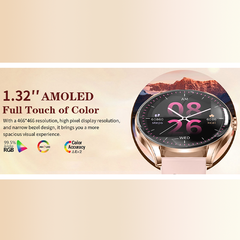 H03 Smartwatch with 1.32″ AMOLED Display, Bluetooth Calling, 100+ Sports Modes, 270mAh Battery, IP68 Waterproof