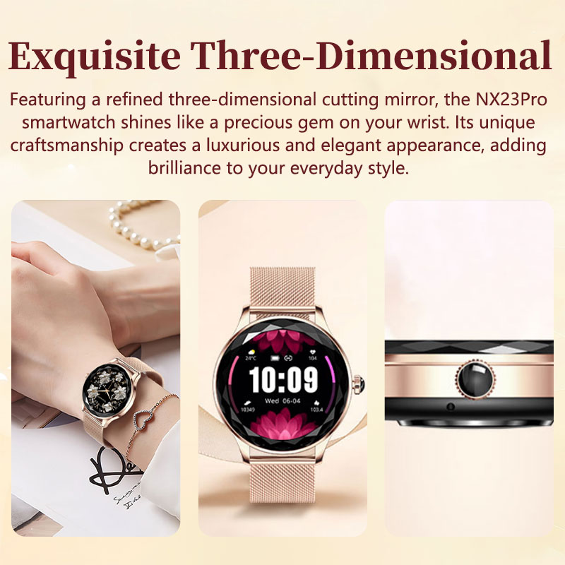 Luxury Slim 1.27'' Women’s Smartwatch – Stylish Alloy Build, HD Screen, Wellness Monitor & Long Battery Life(Rose) - Chronus