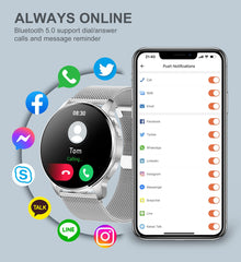 Smartwatch for Women with Bluetooth Call, Heart Rate, SpO2, Sleep Monitor, Fitness Tracker, 1.32" HD Screen(silver)PT & ES Local Express Delivery (~4 Days)