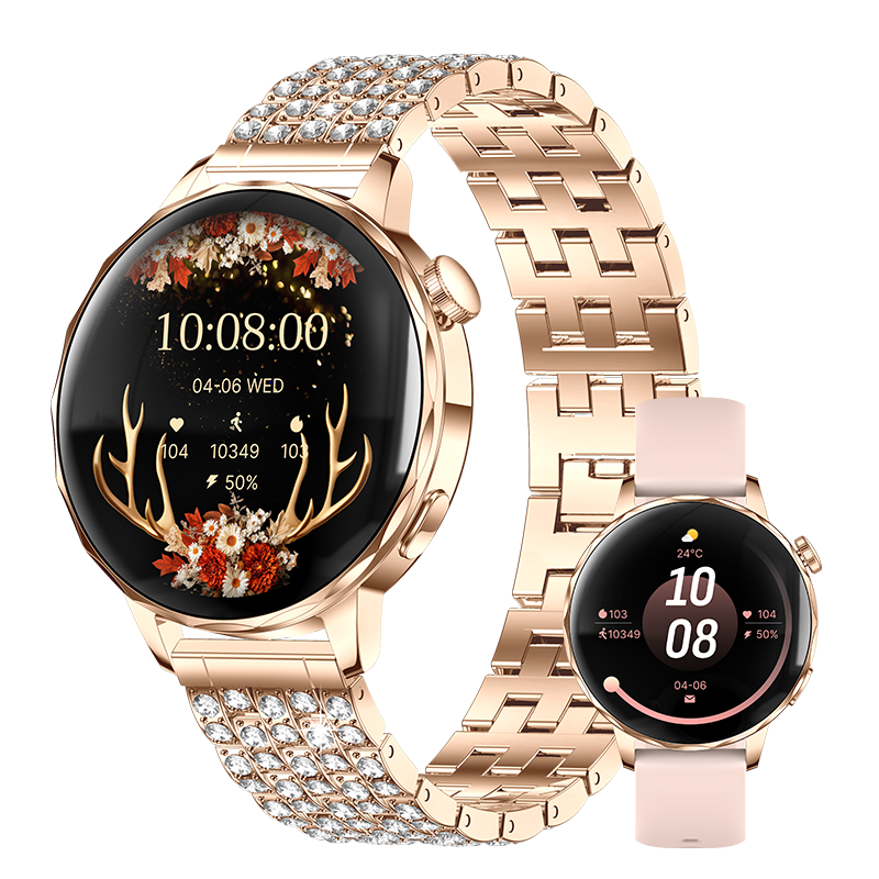 I220 Smartwatch Bluetooth Call 1.27 inch HD Display Heart Rate SpO2 Fitness Tracker for Women