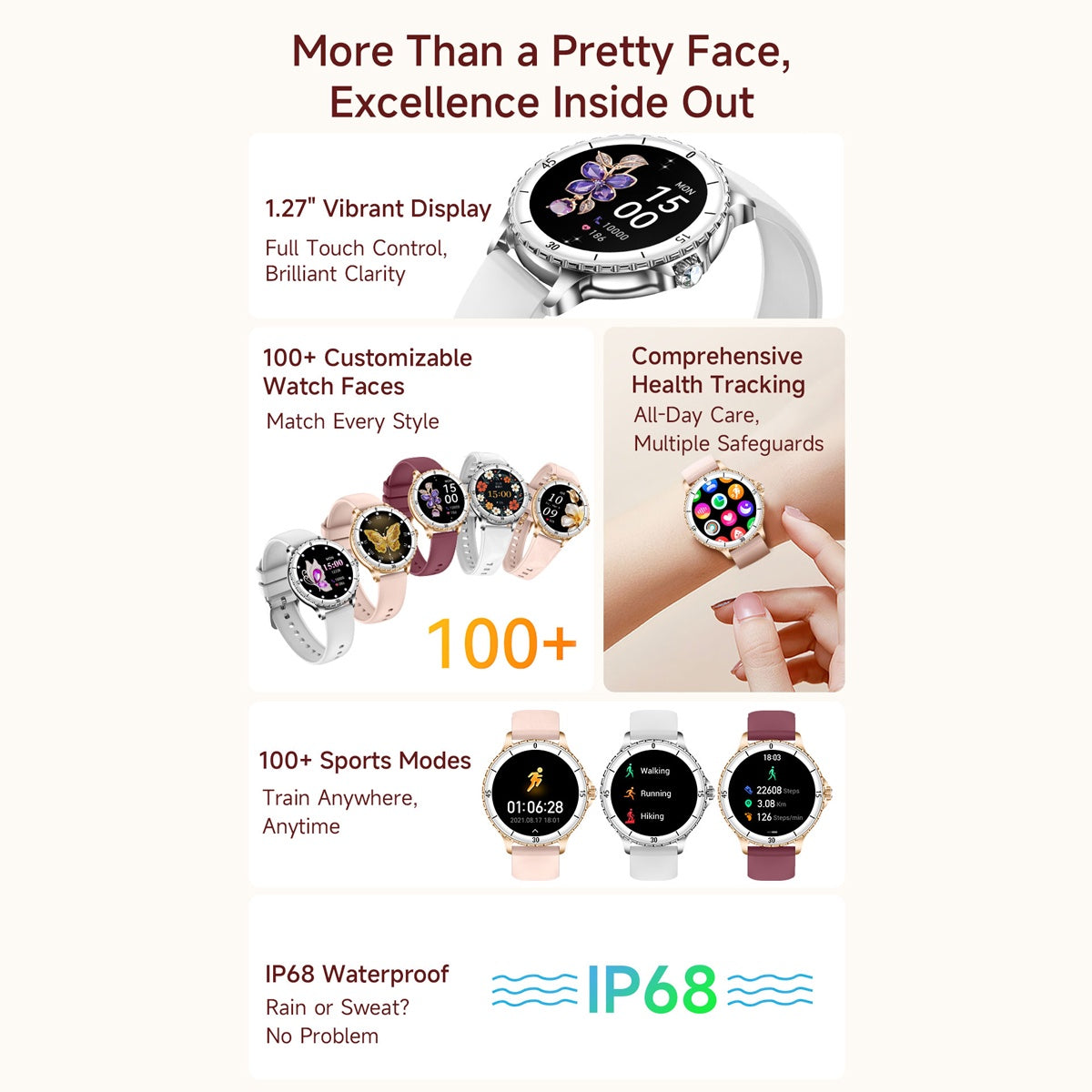 Smart Watch 1.27 inch AMOLED Screen Health Monitoring Women's Function