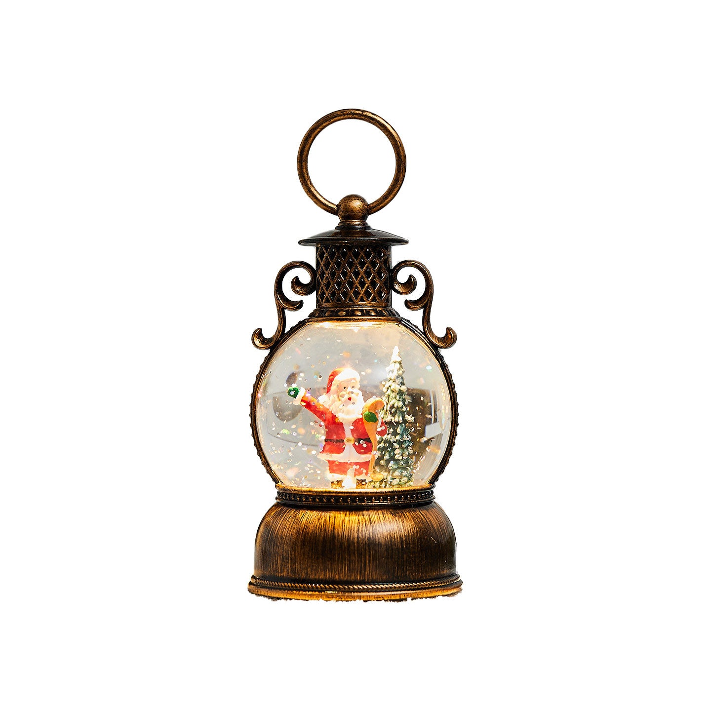 Christmas decoration luminous retro portable wind lantern ornaments USB music snow small oil lamp arrangement supplies - Chronus