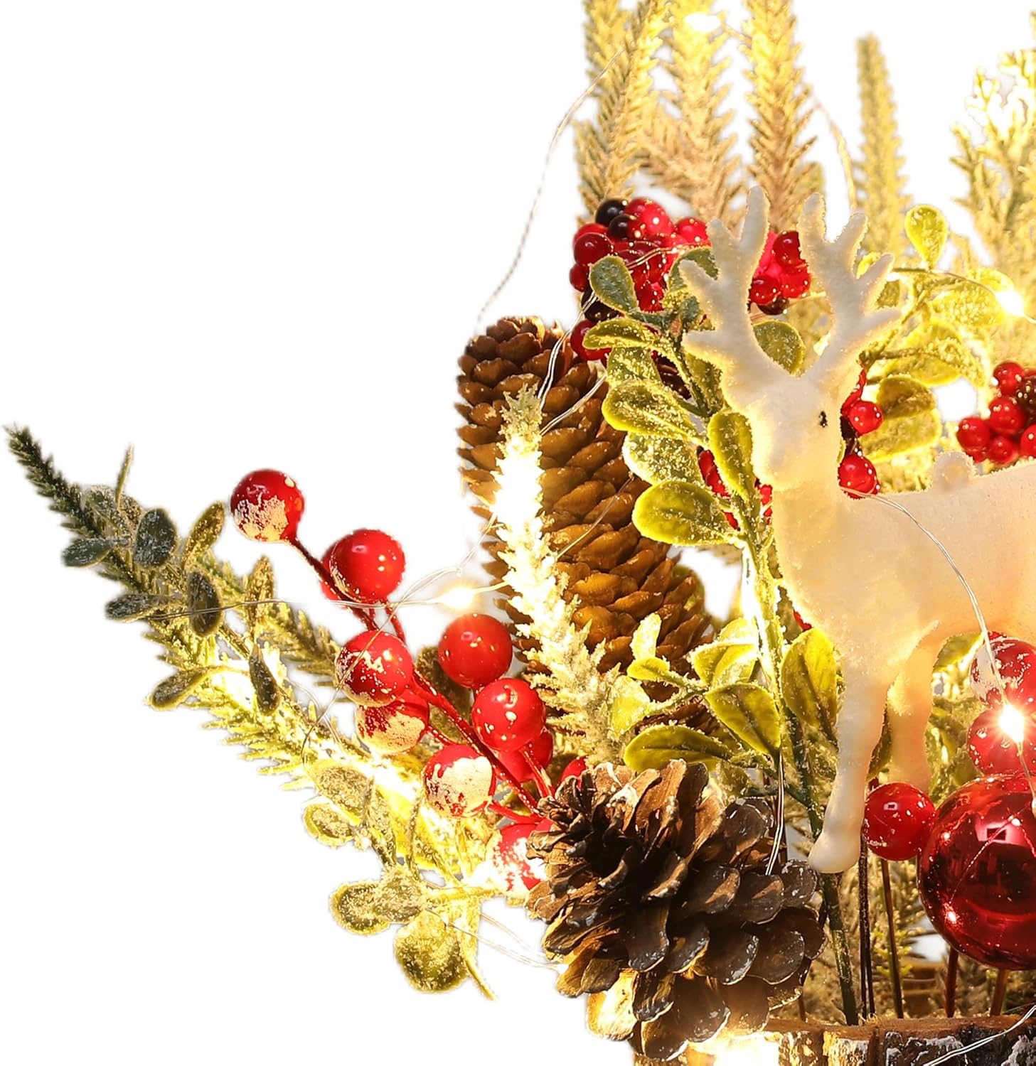 Xmas Decor Small Christmas Tree with Lights - Artificial Tabletop Lighted Mini Christmas Tree with Christmas Ornaments Gnomes Indoor for Office Desk Home Decorations - Chronus