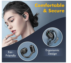Waterproof Bone Conduction Wireless Earbuds, Running Headphones with Earhooks Black - Chronus