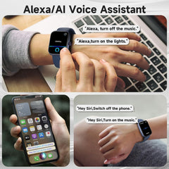Smart Watch, Alexa Built-in, Answer/Make Calls, 1.91" HD Screen Fitness, IP68 Waterproof, 100 Sports, Heart Rate Monitor, Sleep Tracker,Blue - Chronus