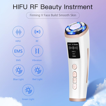 HIFU 3in1 Facial Machine: Wrinkle Removal, Ultrasound RF EMS, Skin Rejuvenation, AntiAging(white)