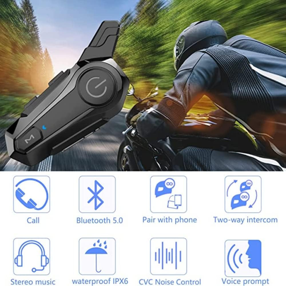 Motorcycle Intercom Headset (Fit for Half and Full Helmets)  1000m, 2 Riders