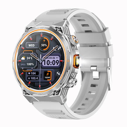 Smartwatch with a white band on a white background