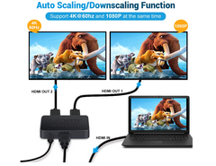 4K 60HZ HDMI Splitter,HDMI 2.0 Splitter for Dual monitors, Black - Chronus