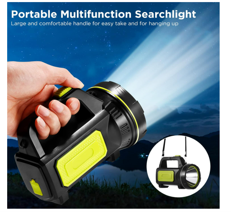 Super Bright LED Searchlight Flashlight, Waterproof, Lantern for Camping, Black - Chronus