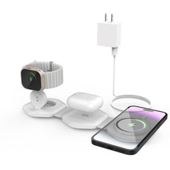 Magnetic Wireless Charger for iPhone: Fodable 3 in 1 Charging Station for Multiple Apple Devices - Travel Charging Pad Dock for Apple Watch iPhone 16 15 14 13 12 Pro Max Plus & Airpod