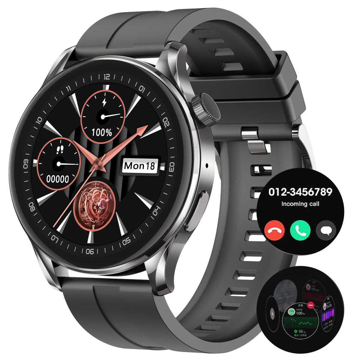 Chronus 1.32-Inch AI Smart Health Watch, real-time translation, AI Q&A, blood oxygen monitoring, IP68 waterproof - Chronus